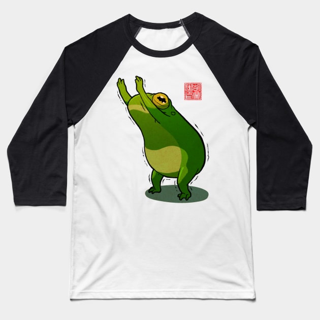 Yoga Frog Chair Pose Baseball T-Shirt by DingHuArt